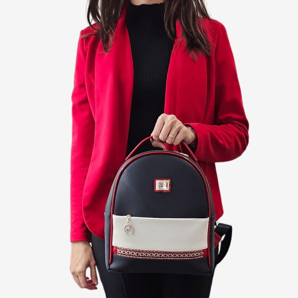 Cavalinho Outlet Twist Backpack Purse for Women SKU 16130207.22 #color_navy / white / red