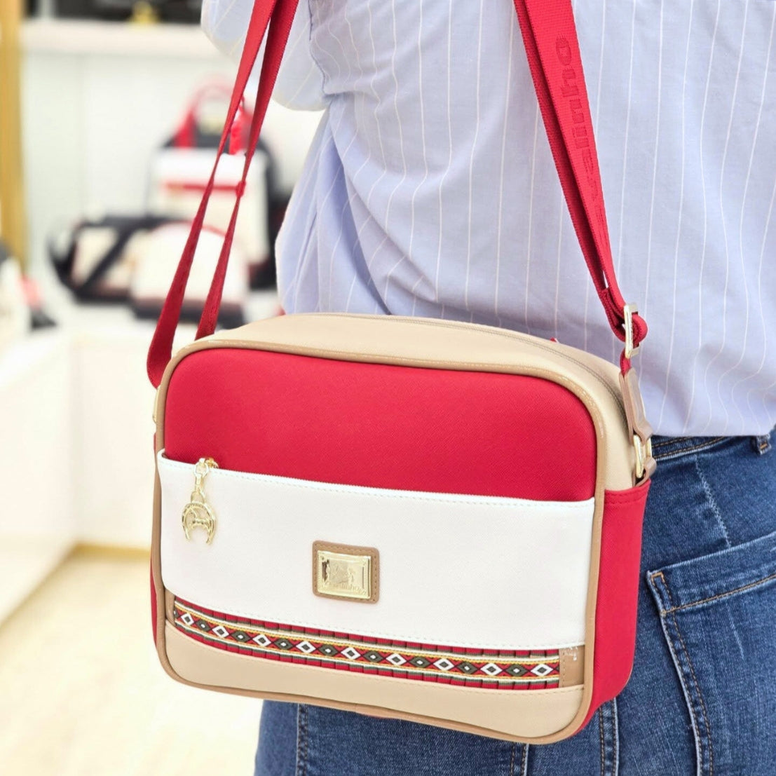Cavalinho Outlet Twist Crossbody Bag for Women SKU 16130324.23 #color_red / white / beige
