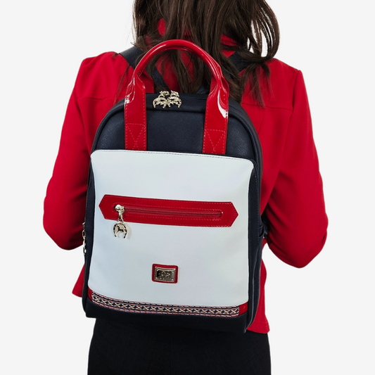 Cavalinho Outlet Twist Large Backpack Purse SKU 16130395.22 #color_navy / white / red