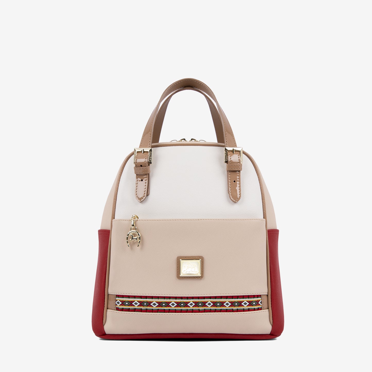 Cavalinho Outlet Twist Backpack Purse for Women SKU 16130548.23 #color_red / white / beige