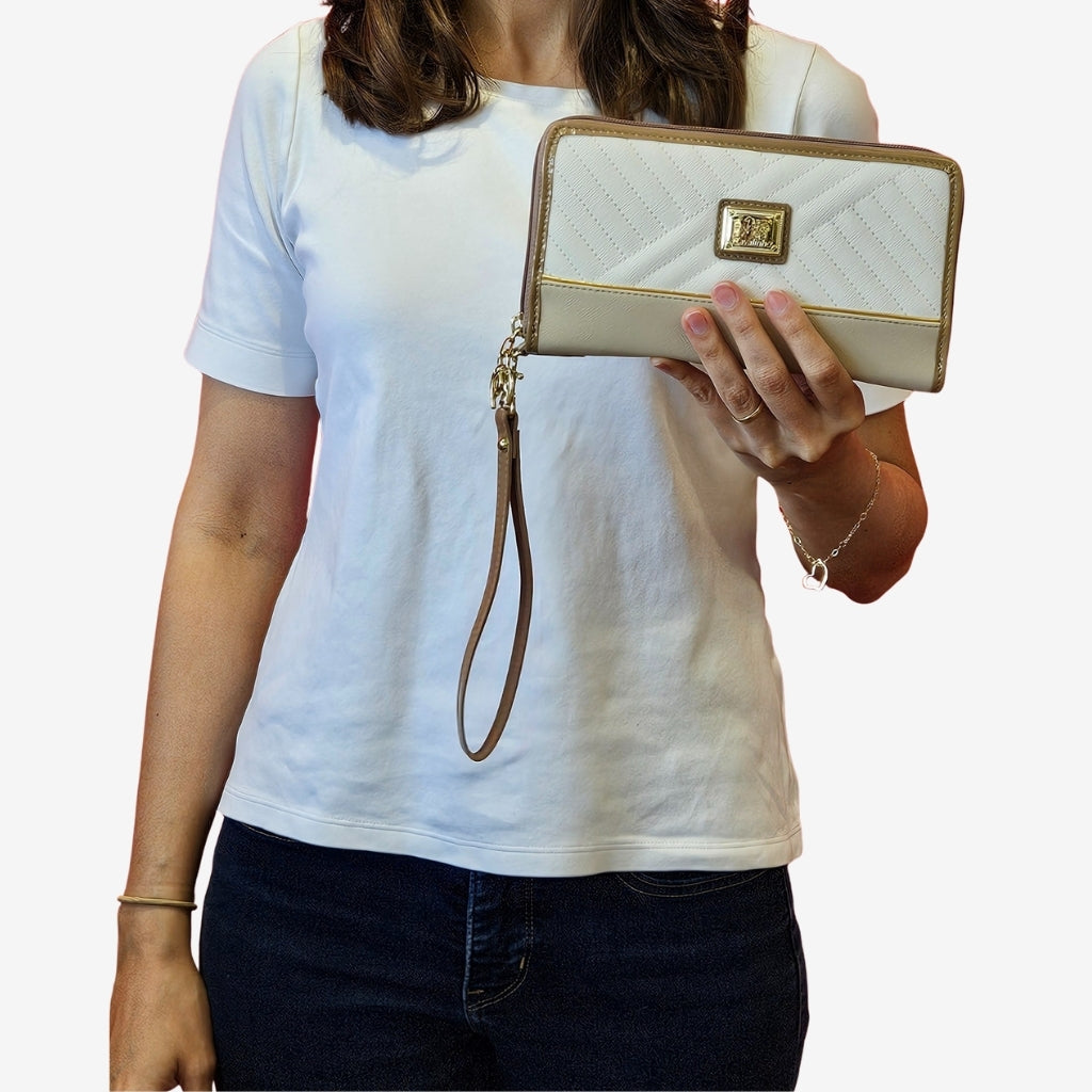 Cavalinho Outlet Wallets - Ciao Bella Wristlet Wallet SKU 28060213.31 #color_beige / white