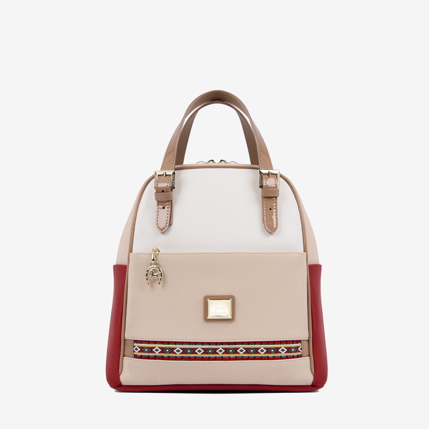 Cavalinho Outlet Twist Backpack Purse for Women SKU 16130548.23 #color_red / white / beige