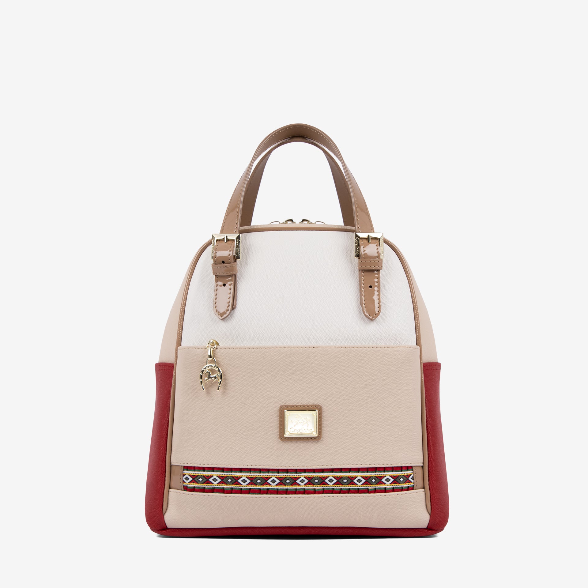 Cavalinho Outlet Twist Backpack Purse for Women SKU 16130548.23 #color_red / white / beige