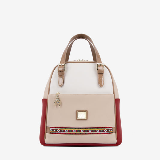 Cavalinho Outlet Twist Backpack Purse for Women SKU 16130548.23 #color_red / white / beige