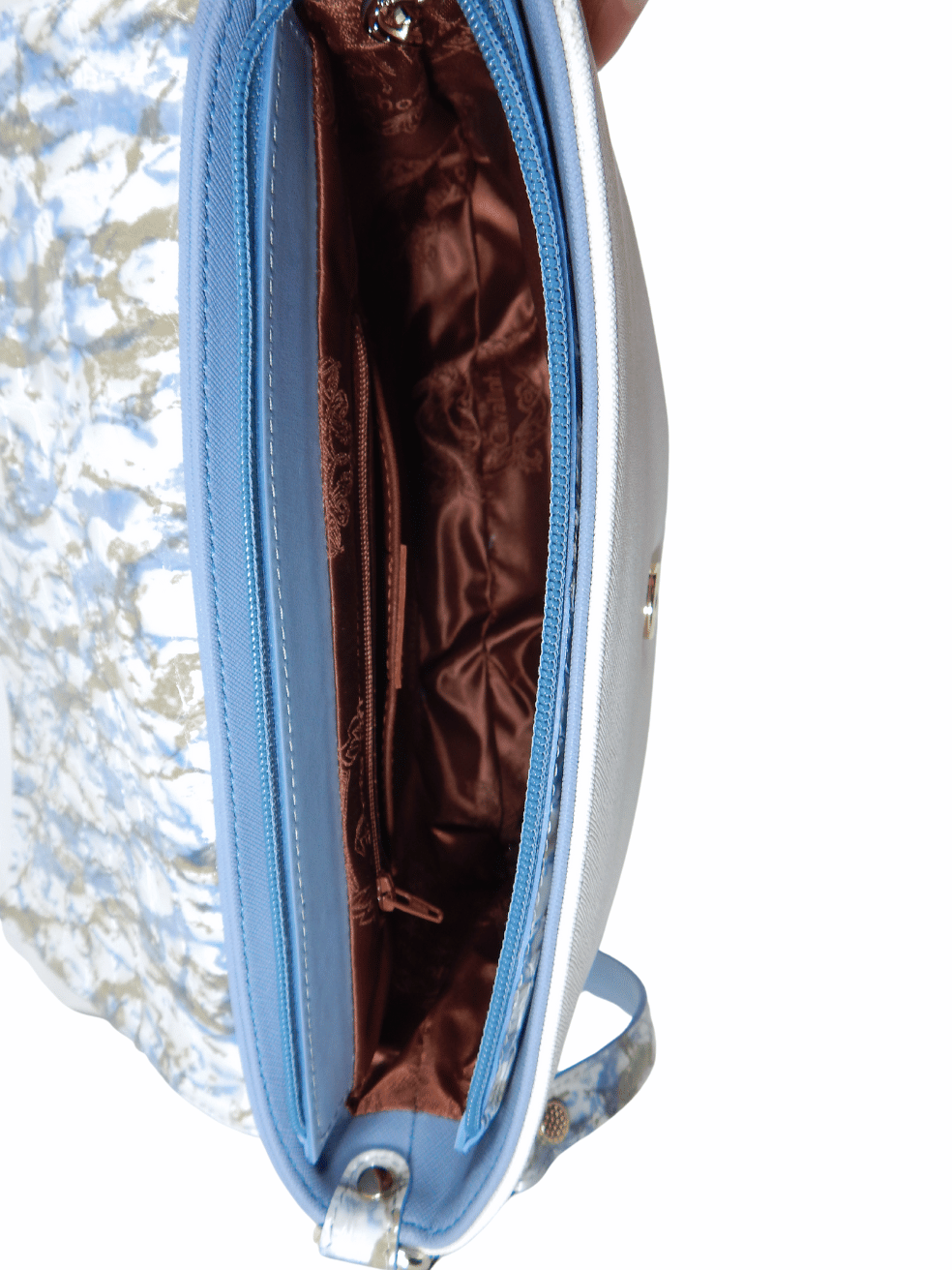 Cavalinho Acqua Bella 3 in 1: Leather Clutch, Handbag or Crossbody Bag SKU 18600509.10 #color_blue / white