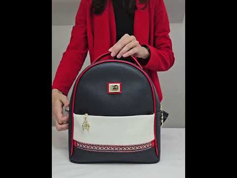 Cavalinho Outlet Twist Backpack Purse for Women SKU 16130207.22 #color_navy / white / red